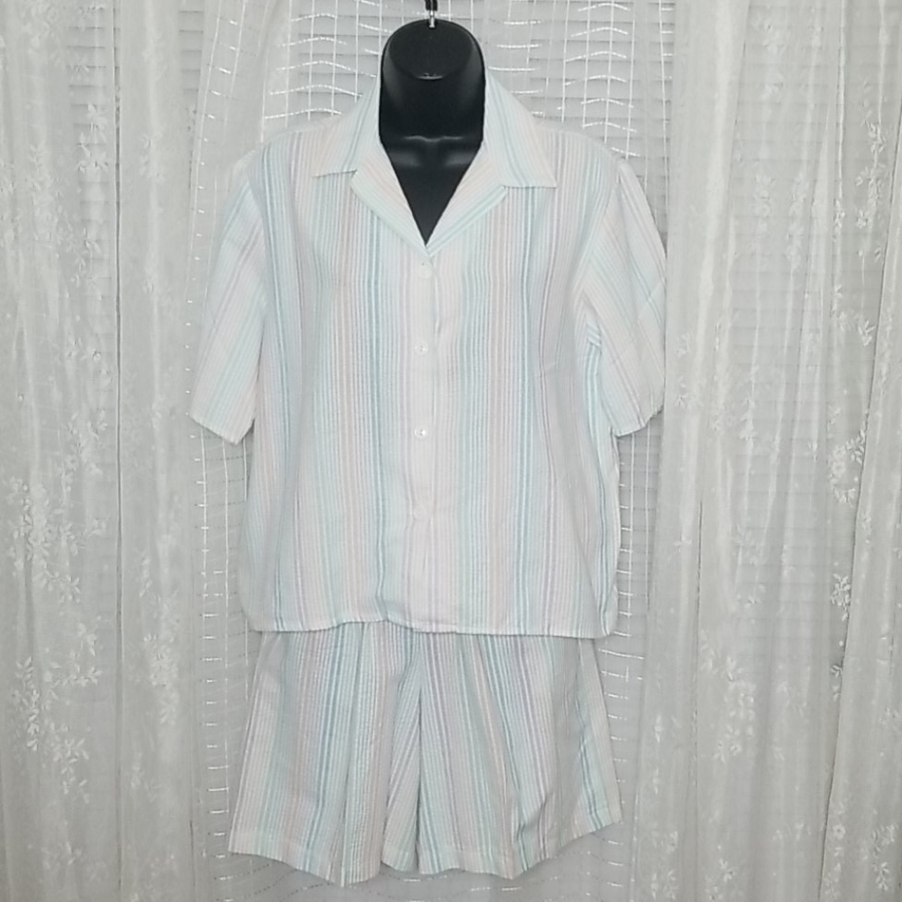 Vintage Pastel Short Sleeve & Shorts Set 80's SzS
